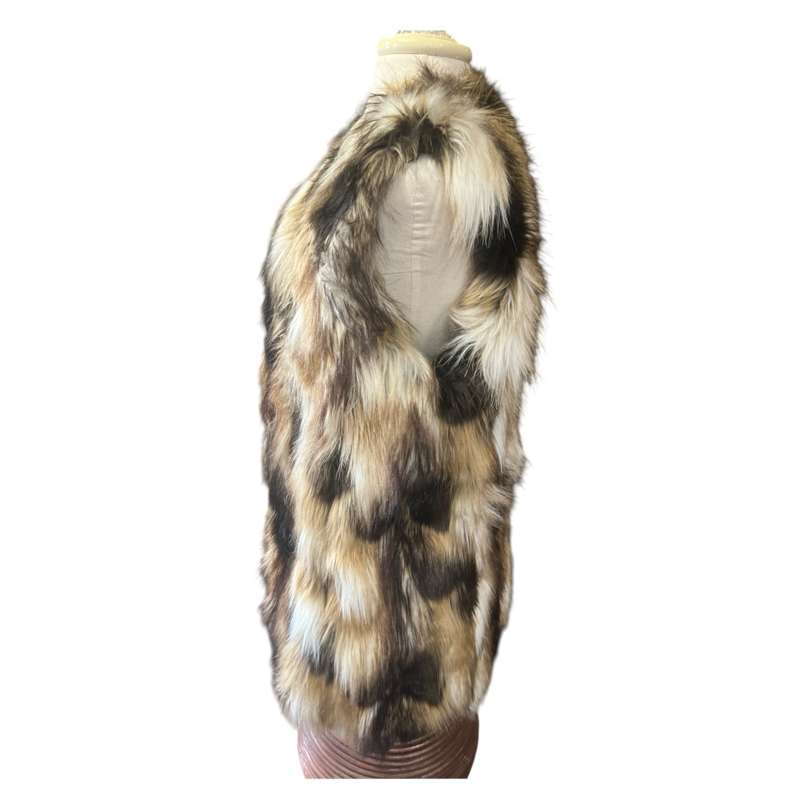 Donna Salyers Fabulous Furs-Vest-Faux Fur-Brown/Cream-Sz M-Euc-67 — image 3 of 6